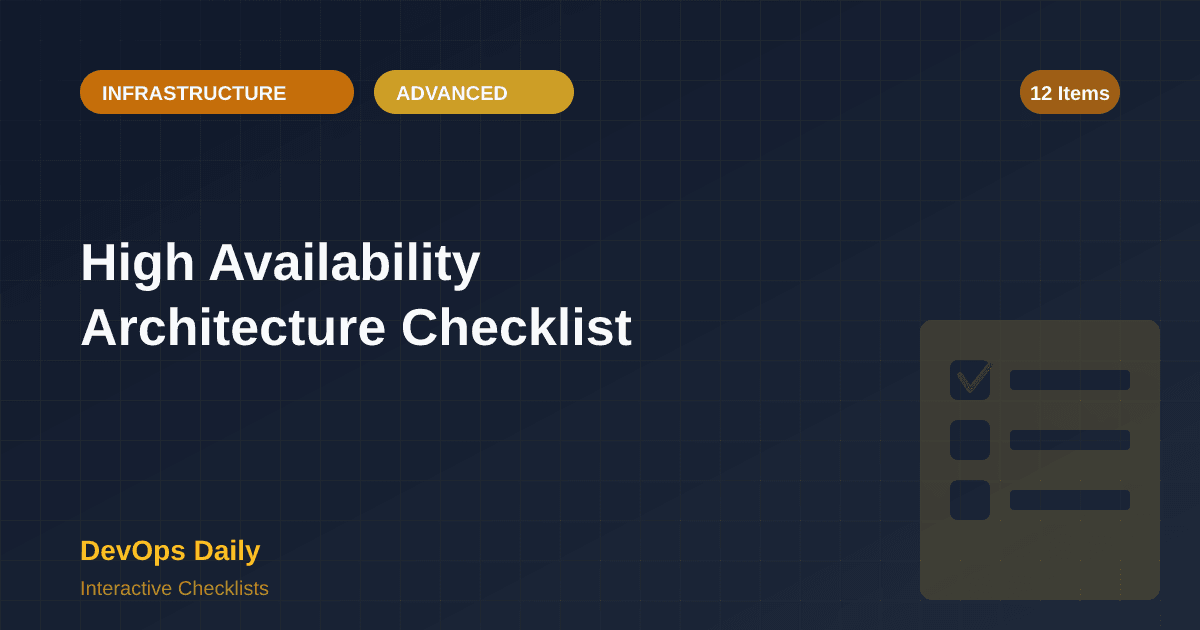 High Availability Architecture Checklist